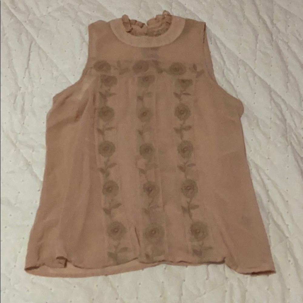 dusty rose sheer top
